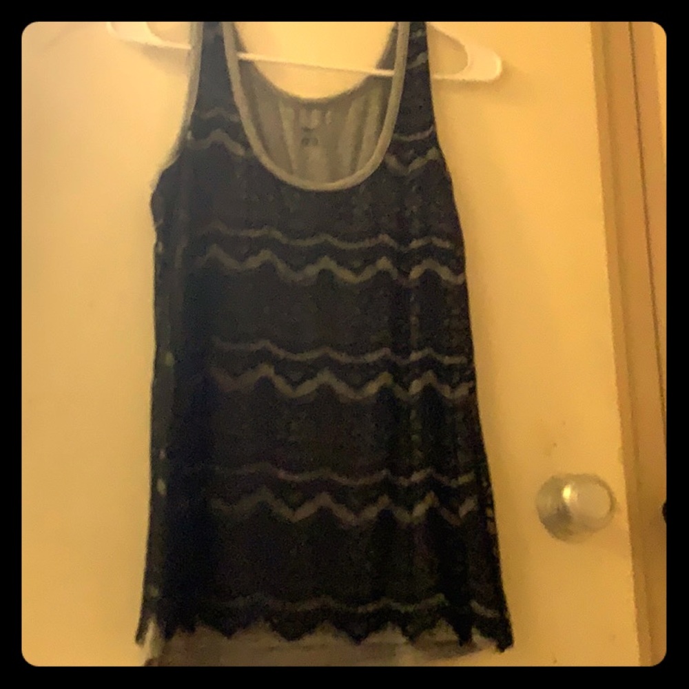 Grey tank top with lace overlay